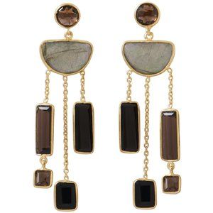 14K Gold Plated .925 Sterling Silver Multi Stone Chandelier Earrings